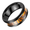 Synthetic Tigers Eye Ring Stainless Steel Brown Black Wedding Band Mens Womens Bottom