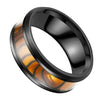 Synthetic Tigers Eye Ring Stainless Steel Brown Black Wedding Band Mens Womens Left