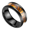 Synthetic Tigers Eye Ring Stainless Steel Brown Black Wedding Band Mens Womens Right