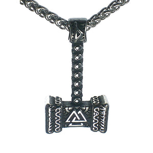 Thors Hammer Viking Necklace Stainless Steel Norse Mjolnir Valknut Pendant