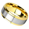 Traditional Wedding Band Silver Gold PVD Stainless Steel Classic Ring Bottom