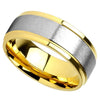 Traditional Wedding Band Silver Gold PVD Stainless Steel Classic Ring Top