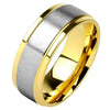 Traditional Wedding Band Silver Gold PVD Stainless Steel Classic Ring