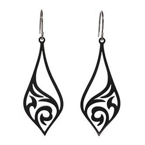 Tribal Tattoo Earrings Black Stainless Steel Gothic Dangle Drops