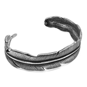 Valkyrie Feather Cuff Bracelet Silver Surgical Stainless Steel Viking Warrior