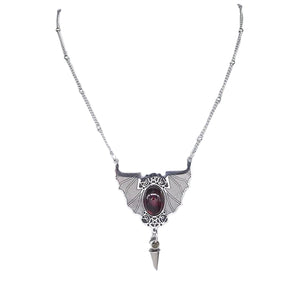 Vampire Necklace Surgical Stainless Steel Pentacle Bat Wings Gothic Pendant Clear
