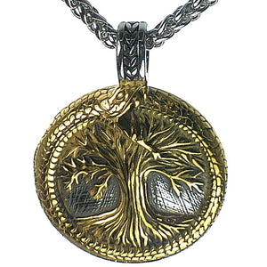 Yggdrasil Jormungandr Viking Necklace Stainless Steel Norse Serpent Tree of Life