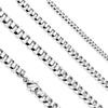 1.5mm Box Chain Womens Mens Silver Stainless Steel Necklace