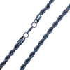 Dark Blue Rope Chain Necklace Stainless Steel 7mm 20-24-inch