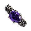 Faux Amethyst Ring Purple Cubic Zirconia Solitaire