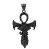 Ancient Egyptian Black Ankh Necklace Stainless Steel Eye of Ra Aunk Pendant