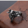 Ancient Egyptian God Anubis Ring Silver Stainless Steel Anpu Band Side View