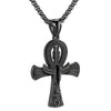 Ancient Egyptian Scarab Ankh Necklace Black Gold Stainless Steel Aunk Pendant Black Only