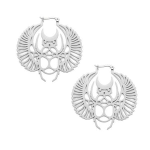 Ancient Egyptian Style Scarab Earrings Stainless Steel Large Dangles