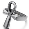 Ankh Ring Silver Stainless Steel Ancient Egyptian Aunk Band