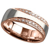 Art Deco Rose Gold Anniversary Ring Cubic Zirconia Wedding Band Front View
