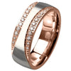 Art Deco Rose Gold Anniversary Ring Cubic Zirconia Wedding Band