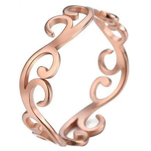 Art Nouveau Boho Ring Rose Gold Stainless Steel Bohemian Band
