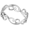 Art Nouveau Boho Ring Silver Stainless Steel Bohemian Band Top View