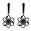 Atom Earrings Black Stainless Steel Proton Neutron Science Chemistry Dangles