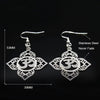 Aum Earrings Silver Stainless Steel Spiritual Ohm Dangles Flat View