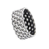 Basket Weave Ring Silver Stainless Steel Anniversary Handfasting Wedding Band Left View