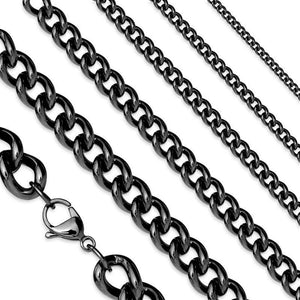Black Curb Chain Stainless Steel 3mm Wide Necklace