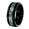 Black Dragon Ring Silver Celtic Knot Green Carbon Fiber 1