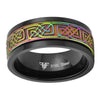 Black Rainbow Celtic Spinner Ring Stainless Steel Meditation Wedding Band Top View