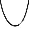 Black Rolo Chain Stainless Steel Round Box Necklace 3mm 24-Inch