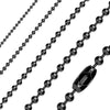 Black Ball Chain Stainless Steel Necklace 3-4mm 15-22 Inch