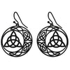 Black Surgical Steel Celtic Moon Trinity Knot Triquetra Earrings