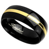 Black Titanium Wedding Band Gold Pinstripe Handfasting Rings