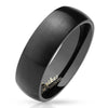 Black Wedding Rings Brushed 6mm Simple Domed Band