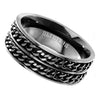 Blackout Double Chain Spinner Ring Stainless Steel Anti Anxiety Fidget Band Bottom View