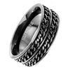 Blackout Double Chain Spinner Ring Stainless Steel Anti Anxiety Fidget Band Right View