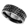 Blackout Double Chain Spinner Ring Stainless Steel Anti Anxiety Fidget Band Top View