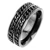 Blackout Double Chain Spinner Ring Stainless Steel Anti Anxiety Fidget Band