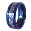 Blue Tungsten Celtic Dragon Rings With Blue Carbon Fiber 1