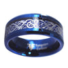 Blue Tungsten Celtic Dragon Rings With Blue Carbon Fiber 2