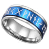 Blue Viking Rune Spinner Ring Celtic Norse Anti-Anxiety Band Top View