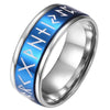 Blue Viking Rune Spinner Ring Celtic Norse Anti-Anxiety Band