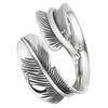 Boho Style Stainless Steel Wrap Around Feather Thumb Ring 2