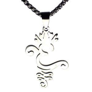 Buddhist Aum Necklace Stainless Steel Jainism Hindu Om Pendant