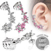 Butterfly Ear Crawler Surgical Steel Post Cuff Clear Pink Cubic Zirconia