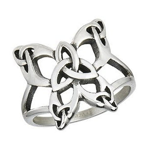 Celtic Butterfly Ring Stainless Steel Garden Insect Trinity Band