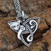 Celtic Cat Triquetra Necklace Stainless Steel Trinity Knot Amulet Right View
