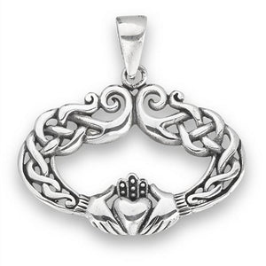Celtic Claddagh Necklace 925 Sterling Silver Irish Knot Pendant