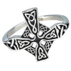 Celtic Cross Ring Silver Stainless Steel Trinity Knot Crucifix Band Bottom View