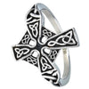 Celtic Cross Ring Silver Stainless Steel Trinity Knot Crucifix Band Left View